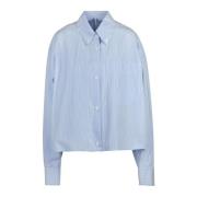 Gestreept Button-Down Popeline Overhemd Liviana Conti , Blue , Dames