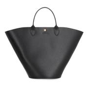 Gladleren tas Longchamp , Black , Dames