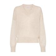 Luxe Sweaters Collectie Brunello Cucinelli , Beige , Dames