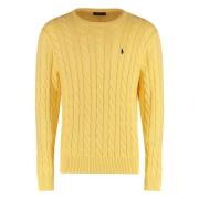 Kabelgebreide Katoenen Trui Polo Ralph Lauren , Yellow , Heren