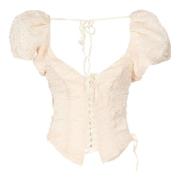 Pofmouw Korset Top Roomwit For Love & Lemons , Beige , Dames