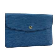 Pre-owned Leather clutches Louis Vuitton Vintage , Blue , Dames