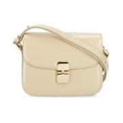 Beige Leren Dames Schoudertas A.p.c. , Beige , Dames