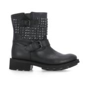 Zwarte Leren Laarzen met Studs ASH , Black , Dames