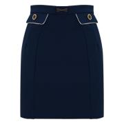 Blauwe Crepe Stretch Mini Rok Elisabetta Franchi , Blue , Dames