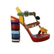 Bloemen leren sandalen met enkelband Dolce & Gabbana , Multicolor , Da...