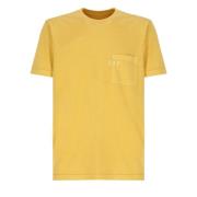 Gele Crewneck T-shirt met zak Fay , Yellow , Heren