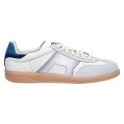 Witte Leren en Suède Sneaker Santoni , White , Heren