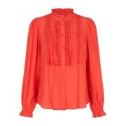 Romantische Blouse met Ruchedetails Lollys Laundry , Red , Dames