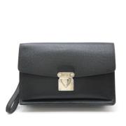 Pre-owned Leather clutches Louis Vuitton Vintage , Black , Heren