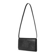 Elegante Leren Tas met Embleem Munthe , Black , Dames