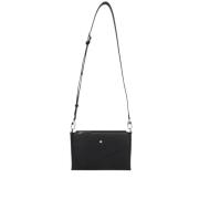 Zwarte gestructureerde leren messenger tas Montblanc , Black , Heren