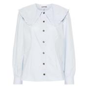 Ruche Kraag Poplin Shirt Ganni , White , Dames