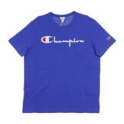 Blauwe Ink Crewneck Tee Shirt Champion , Blue , Heren