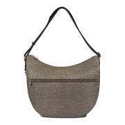 Beige Luna Hobo Tas met Rits Borbonese , Beige , Dames