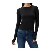 Zwart Jersey Crew Neck Slim Fit Calvin Klein Jeans , Black , Dames