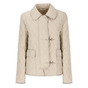 Gewatteerde Beige Parka met Kraag Fay , Beige , Dames