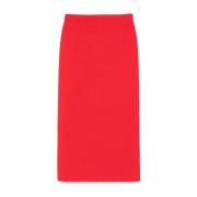 Scharlakenrode Wol Midi Rok Auralee , Red , Dames