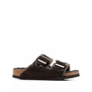 Gevoerde Dubbele Gesp Sandalen Birkenstock , Brown , Dames