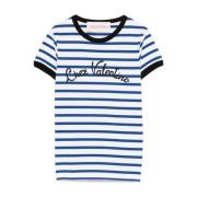 Blauw Geborduurd Logo T-shirts en Polo's Valentino Garavani , Blue , D...