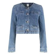 Denim jack met contraststiksels Pinko , Blue , Dames