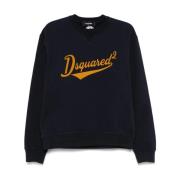 Fleece Logo Sweatshirt Navy Blue Dsquared2 , Blue , Heren