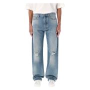 Lichtblauwe Loose Fit Denim Jeans Palm Angels , Blue , Heren