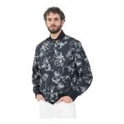 Zwarte Omkeerbare Bomber met Barocco Print Versace Jeans Couture , Bla...