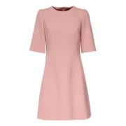 Roze Wolcrepe Midi Jurk Dolce & Gabbana , Pink , Dames