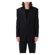 Zwarte Tuxedo Jas Met Piek Revers Saint Laurent , Black , Heren