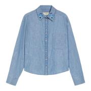 Chambray Katoenen Overhemd Max Mara Weekend , Blue , Dames