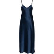 Satijnen Midi Jurk Ralph Lauren , Blue , Dames