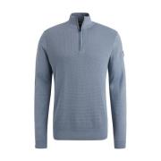 Half Zip Katoen Modal Mouli Pullover Vanguard , Blue , Heren