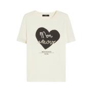 Katoenen Jersey T-shirt met grafische print Max Mara , Beige , Dames