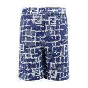 Denim Shorts Fendi , Blue , Heren