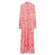 Rode Geometrische Maxi Jurk met Trekkoord Kiton , Red , Dames