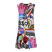 Elegante Zwarte Jurk voor Vrouwen Dsquared2 , Multicolor , Dames