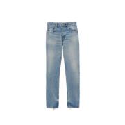 Blauwe Denim Straight-Leg Jeans Saint Laurent , Blue , Heren