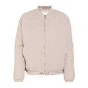 Gewatteerd jack met geribbelde afwerking Cream , Beige , Dames