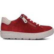 Rode Suède Dames Lage Sneakers Hartjes , Red , Dames