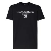 Zwarte Katoenen T-shirt Ronde Kraag Korte Mouwen Dolce & Gabbana , Bla...