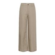 Wijde Pijp Linnen Broek Woestijn Taupe Part Two , Beige , Dames