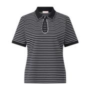 Gestreept poloshirt met edelstenen Liu Jo , Black , Dames