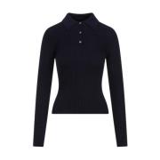 Geribbeld Donkerblauw Poloshirt Theory , Blue , Dames