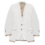 Witte wollen jas met krijtstrepen Mihara Yasuhiro , White , Dames