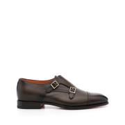 Bruine Leren Schoenen Santoni , Brown , Heren