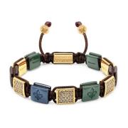 Women's Dark Green, Dark Blue & Burgundy Ceramic Flatbead Bracelet wit...