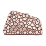 Beige Leren Schoudertas met Studs The Attico , Beige , Dames