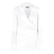 Witte V-hals Jurk met Asymmetrische Drape The Attico , White , Dames