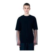 Katoenen Crewneck Top met Lange Mouwen Dries Van Noten , Black , Heren